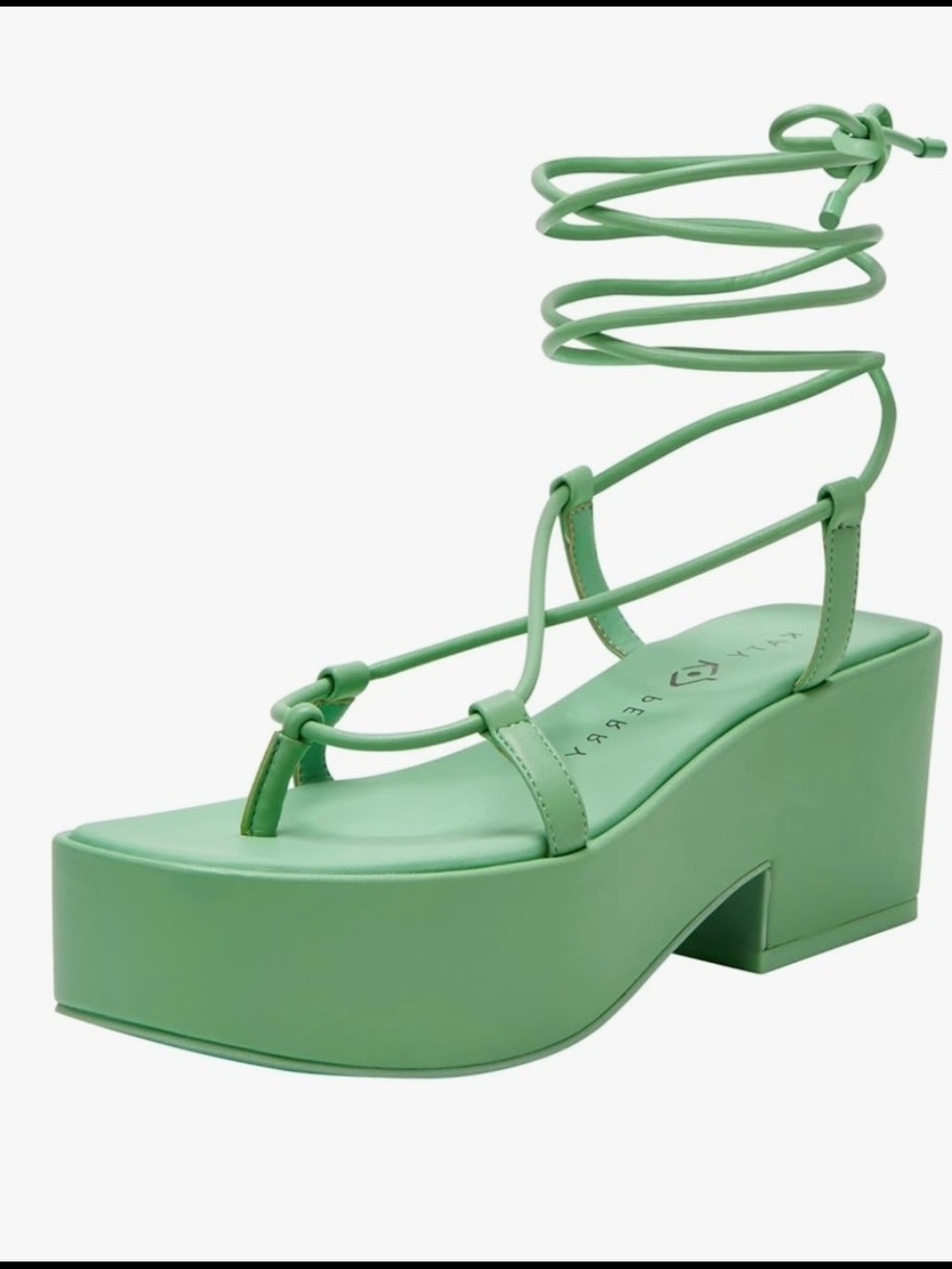 Lace-Up Green Platform Sandals - Women's
